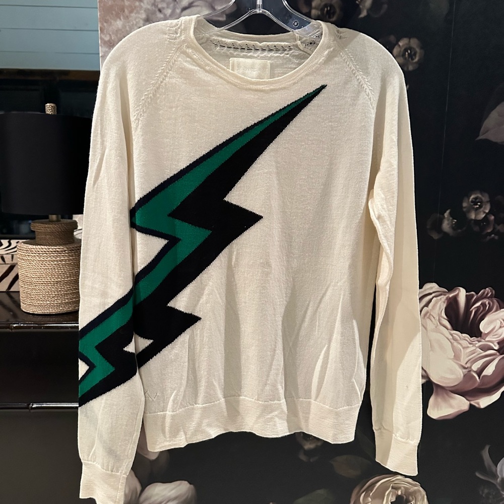 Cashmere cream lighting bolt sweater